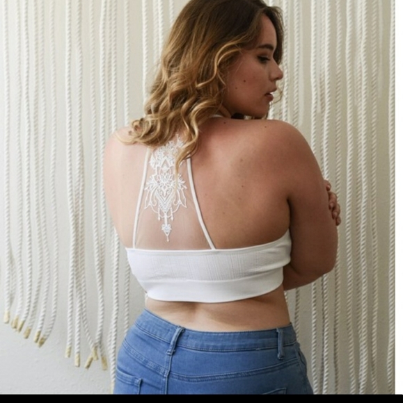 White lace mesh back bralette - Picture 3 of 7